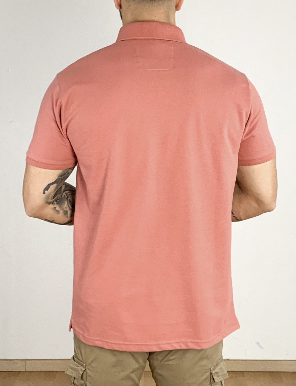 Everbest ανδρική σομόν Polo μπλούζα Plus Size 232840S