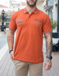 Everbest ανδρική πορτοκαλί Polo μπλούζα Plus Size 208330O