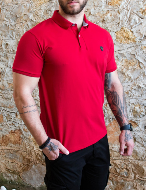 Everbest ανδρική κόκκινη Polo μπλούζα Plus Size 222836R
