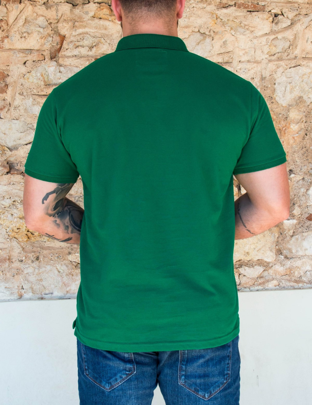 Everbest ανδρική πράσινη Polo μπλούζα Plus Size 222836G
