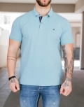 Everbest ανδρική γαλάζιο Polo μπλούζα Plus Size 222839