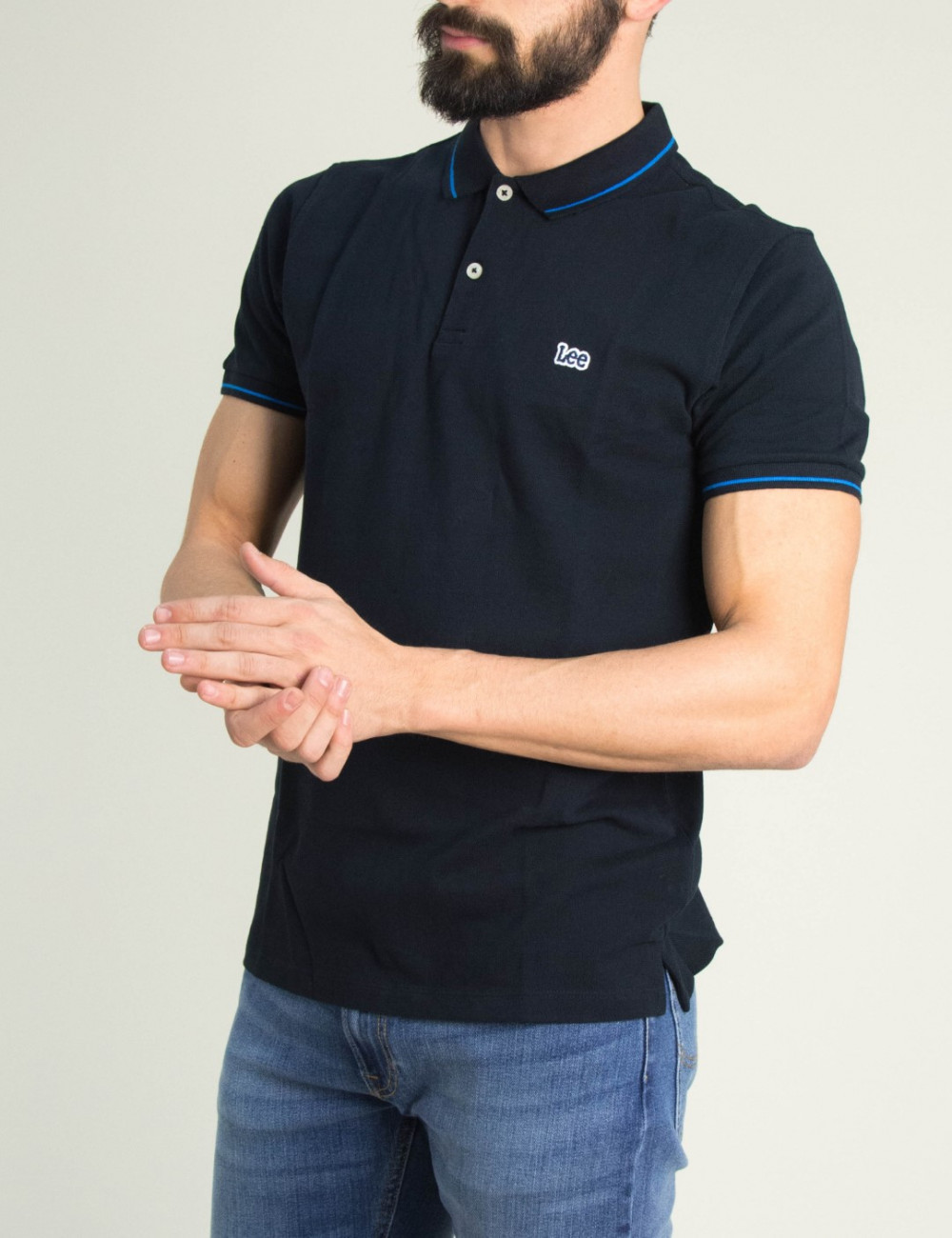 Lee ανδρική μαύρη Polo κοντομάνικη μπλούζα L61ARL01