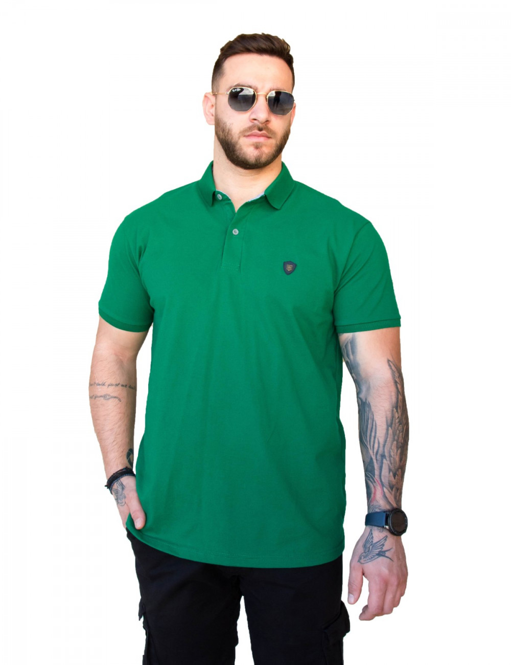 Everbest ανδρική πράσινη Polo μπλούζα Plus Size 222836G