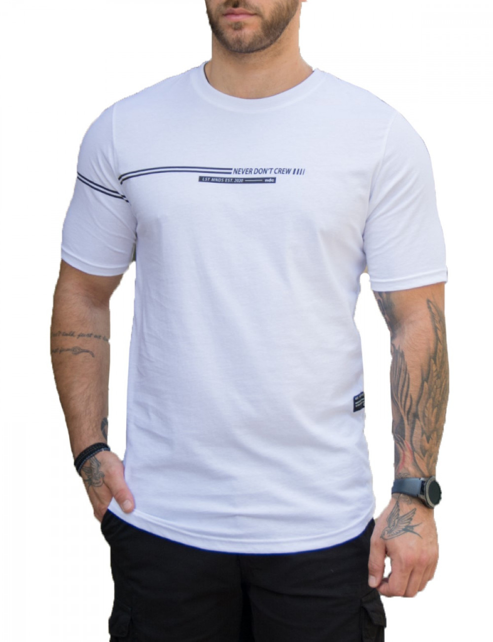 NDC ανδρικό λευκό Tshirt με τύπωμα 222915