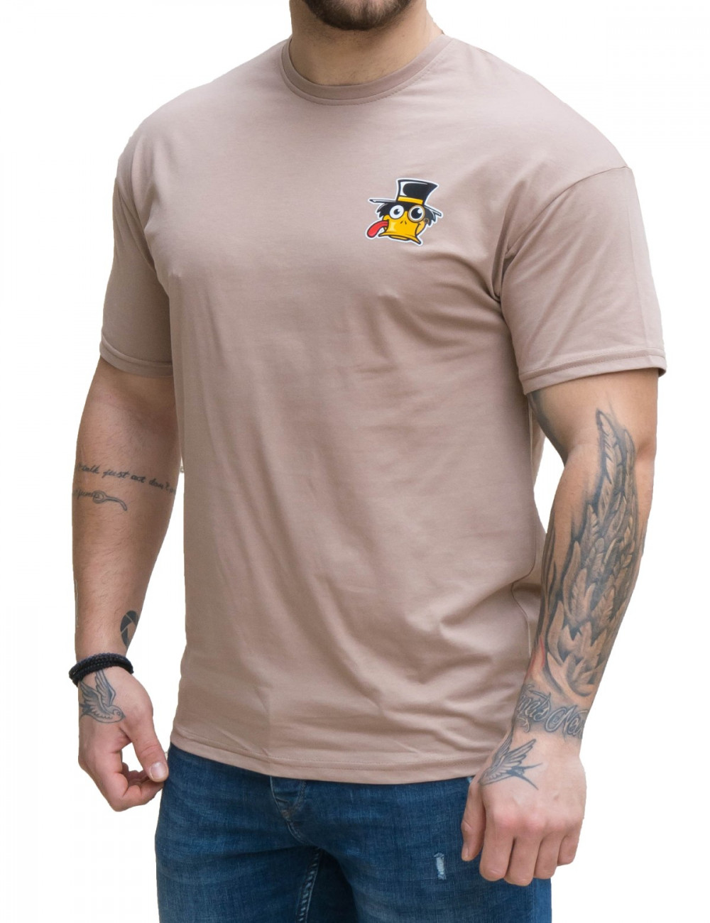 Ανδρική nude κοντομάνικη μπλούζα με τύπωμα NC82210Z