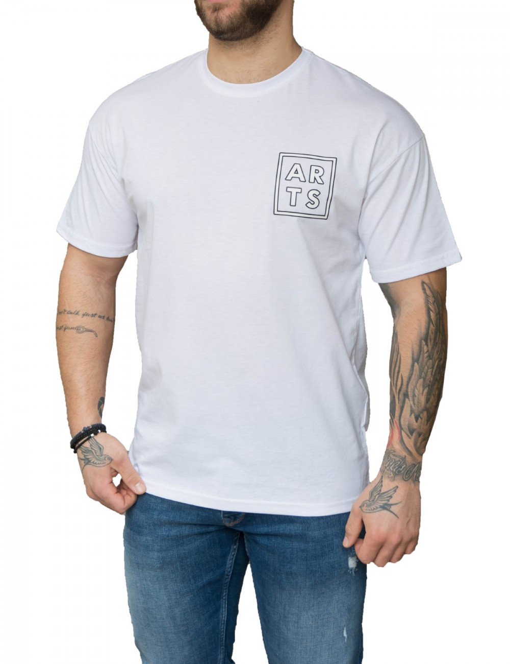 Ανδρική λευκή κοντομάνικη μπλούζα με τύπωμα NC82330
