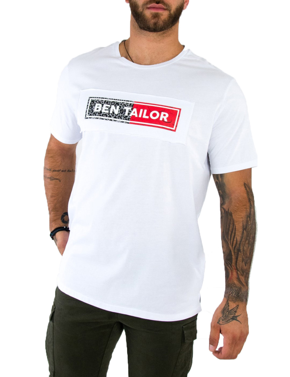 Ανδρικό λευκό Hustler Tshirt τύπωμα Ben Tailor 5101