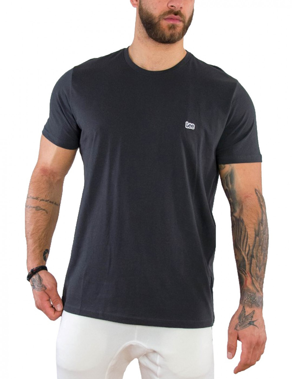 Lee ανδρικό μπλουζάκι ανθρακί SS Pach Logo Tee L60UFQON