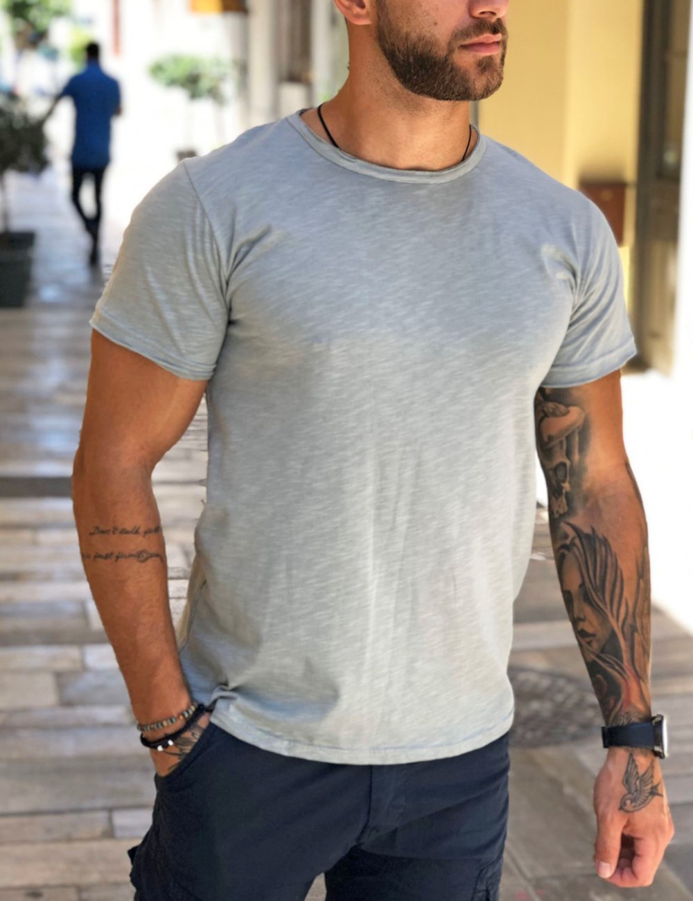 Ανδρικό λαδί t-shirt βαμβακερό Ελληνικής κατασκευής 19002V