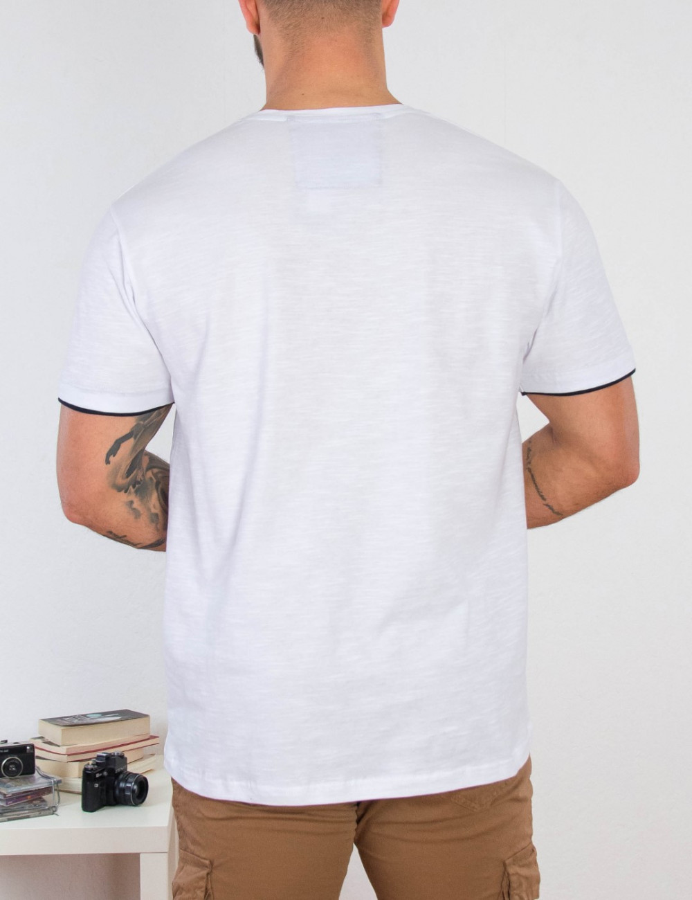 Everbest ανδρικό λευκό Plus Size Tshirt με τύπωμα 212813