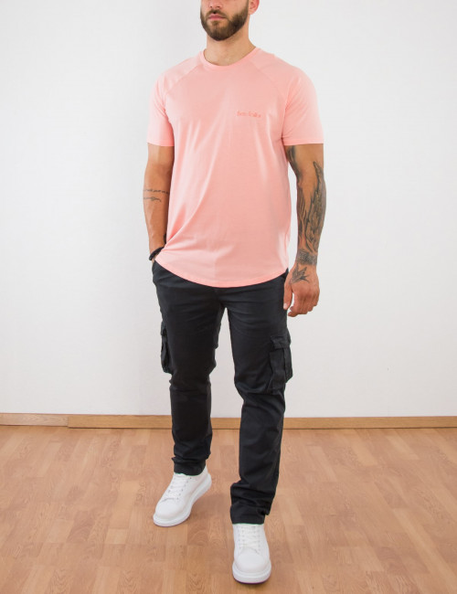 Ανδρικό ροζ βαμβακερό Tshirt τύπωμα Ben Tailor 514050D