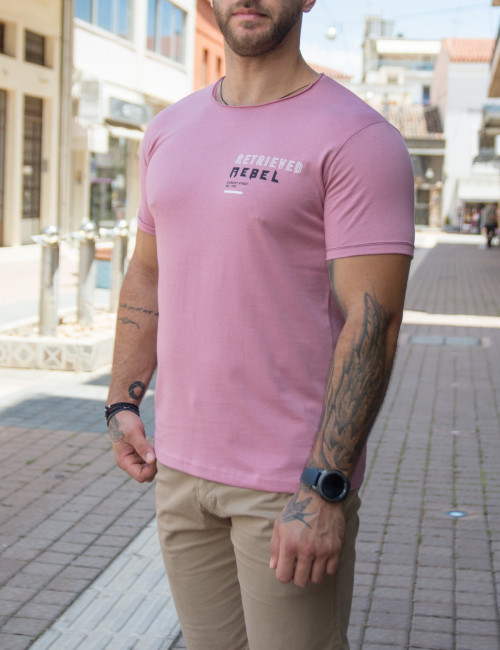 Everbest ανδρικό ροζ Tshirt 212910R