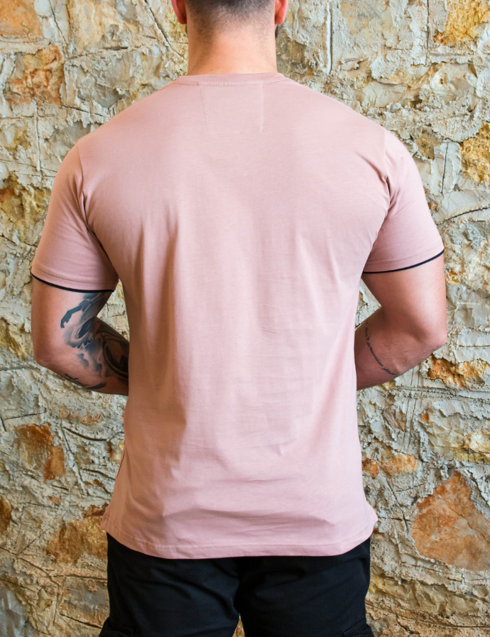 Everbest ανδρικό σομόν Plus Size Tshirt με τύπωμα 222816R