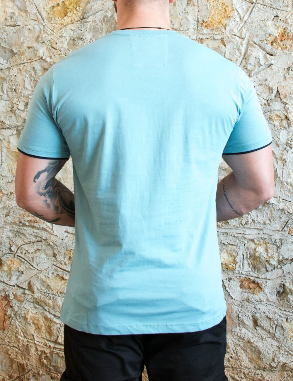 Everbest ανδρικό γαλάζιο Plus Size Tshirt με τύπωμα 222816