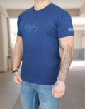 Everbest ανδρικό μπλε Plus Size Tshirt με τύπωμα 222808M