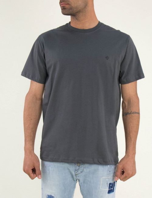 Ανδρικό γκρι Tshirt μονόχρωμο Plus size 19500F