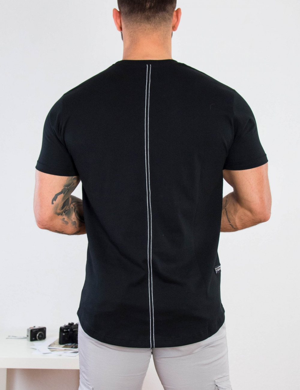 Everbest ανδρικό μαύρο T-shirt με τύπωμα 212913C