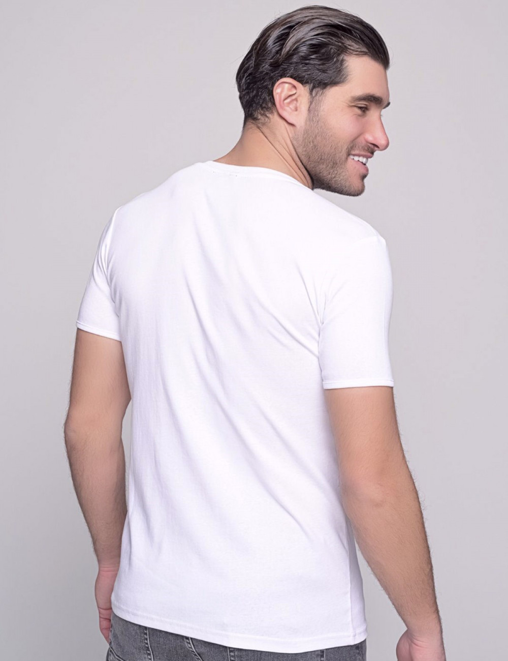 Ben Tailor ανδρικό λευκό βαμβακερό T-shirt με κουμπιά 0681W
