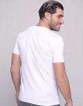 Ben Tailor ανδρικό λευκό βαμβακερό T-shirt με κουμπιά 0681W
