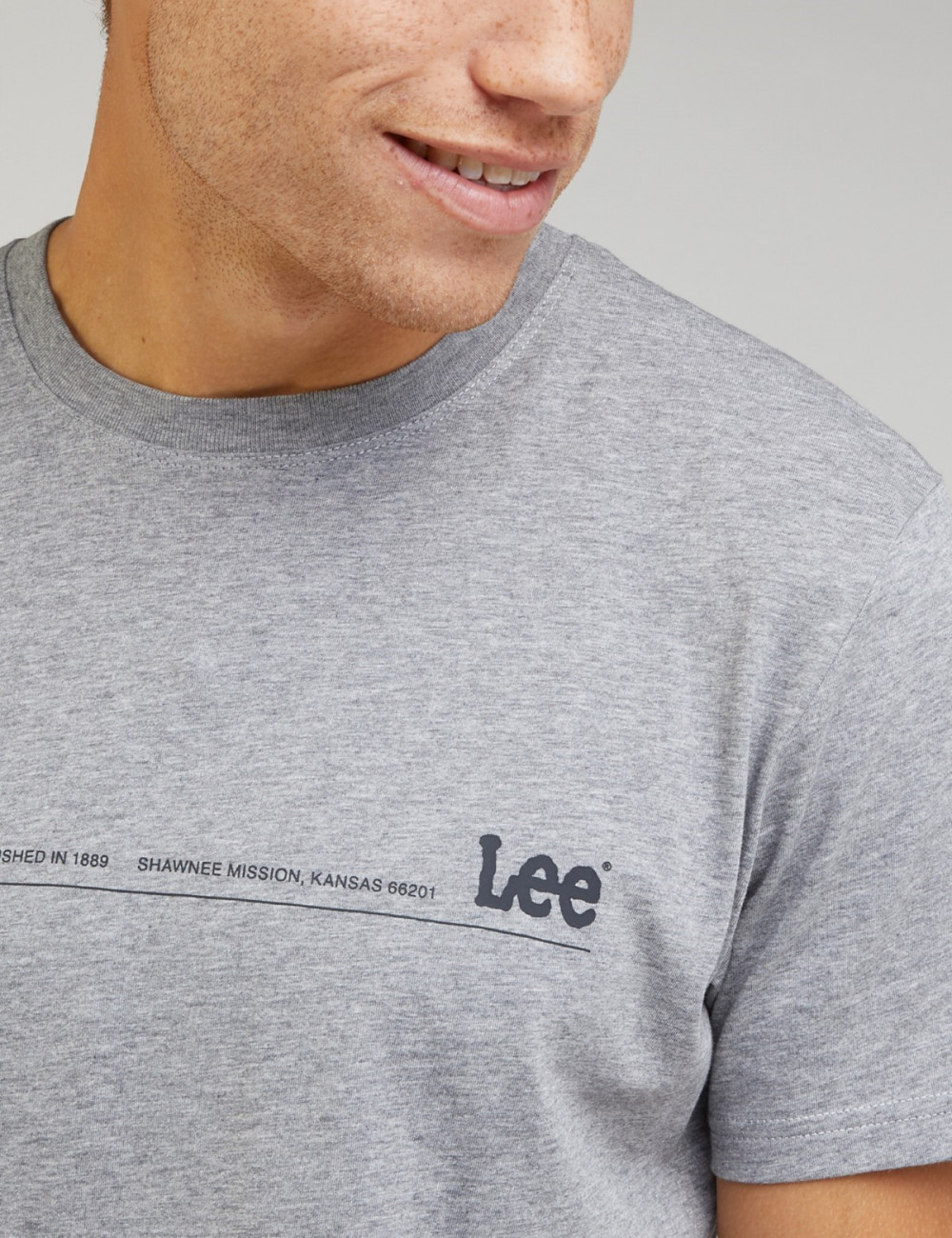 Lee Small Logo Tee ανδρικό γκρι μπλουζάκι LL03FQ03