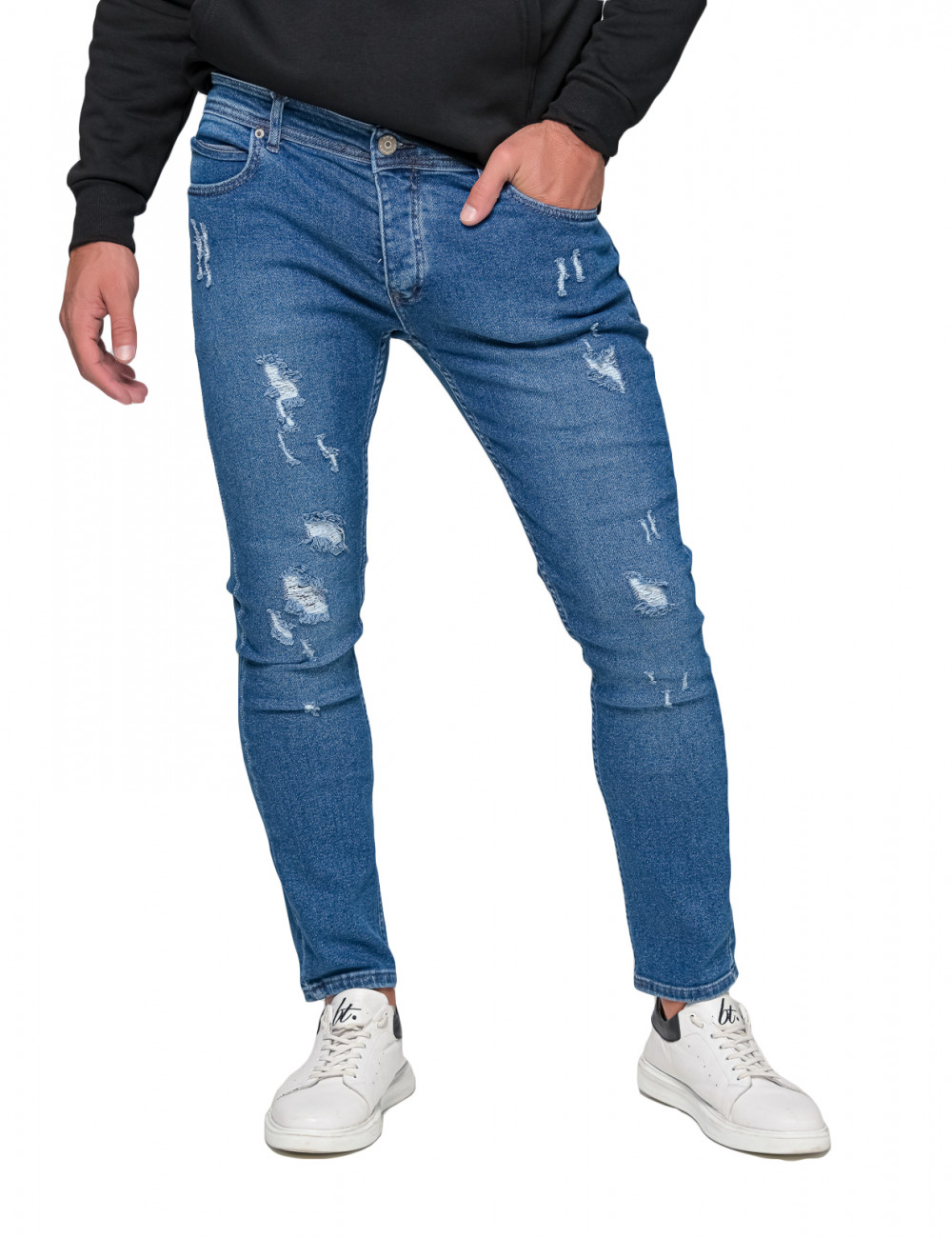 Ανδρικό μπλε τζιν παντελόνι με φθορές DR4082