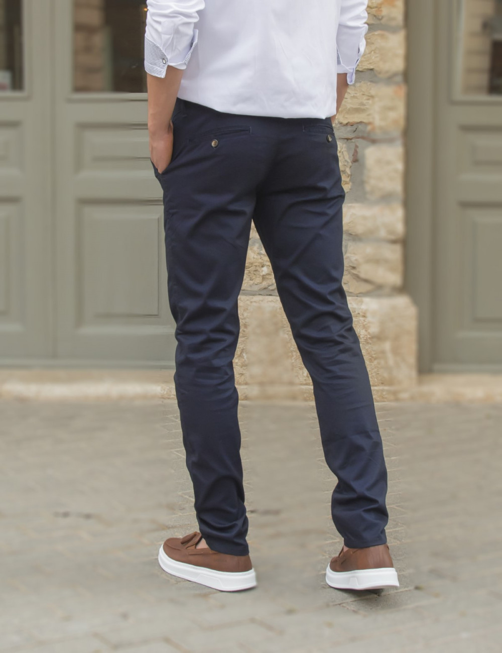 Ανδρικό σκούρο μπλε υφασμάτινο Chinos παντελόνι Ben Tailor 0285E