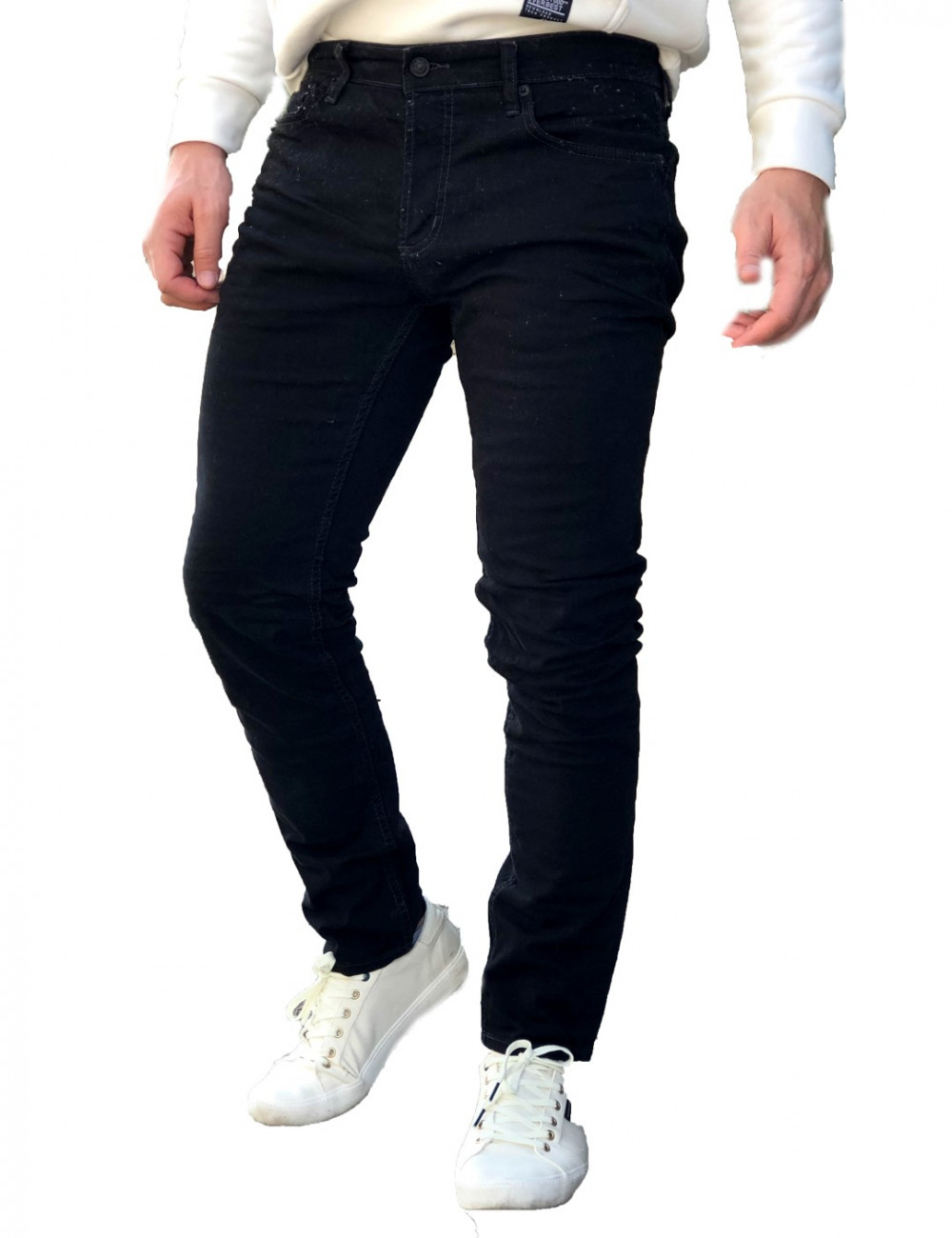 Ανδρικό μαύρο τζιν παντελόνι πεντάτσεπο GB00501