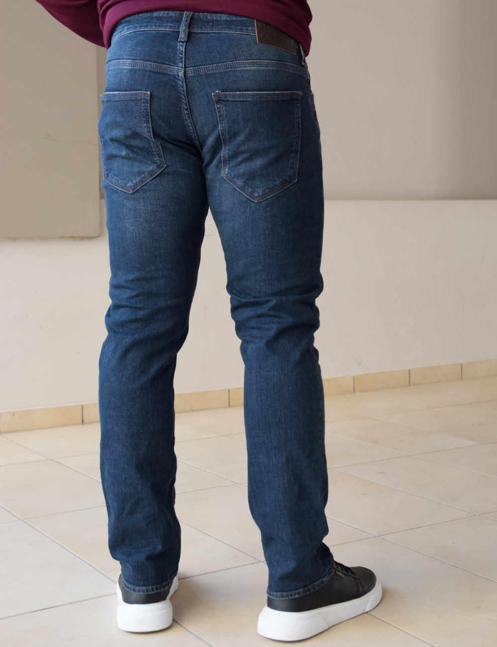 Ανδρικό μπλε τζιν παντελόνι με ξέβαμμα Plus Size GB4753