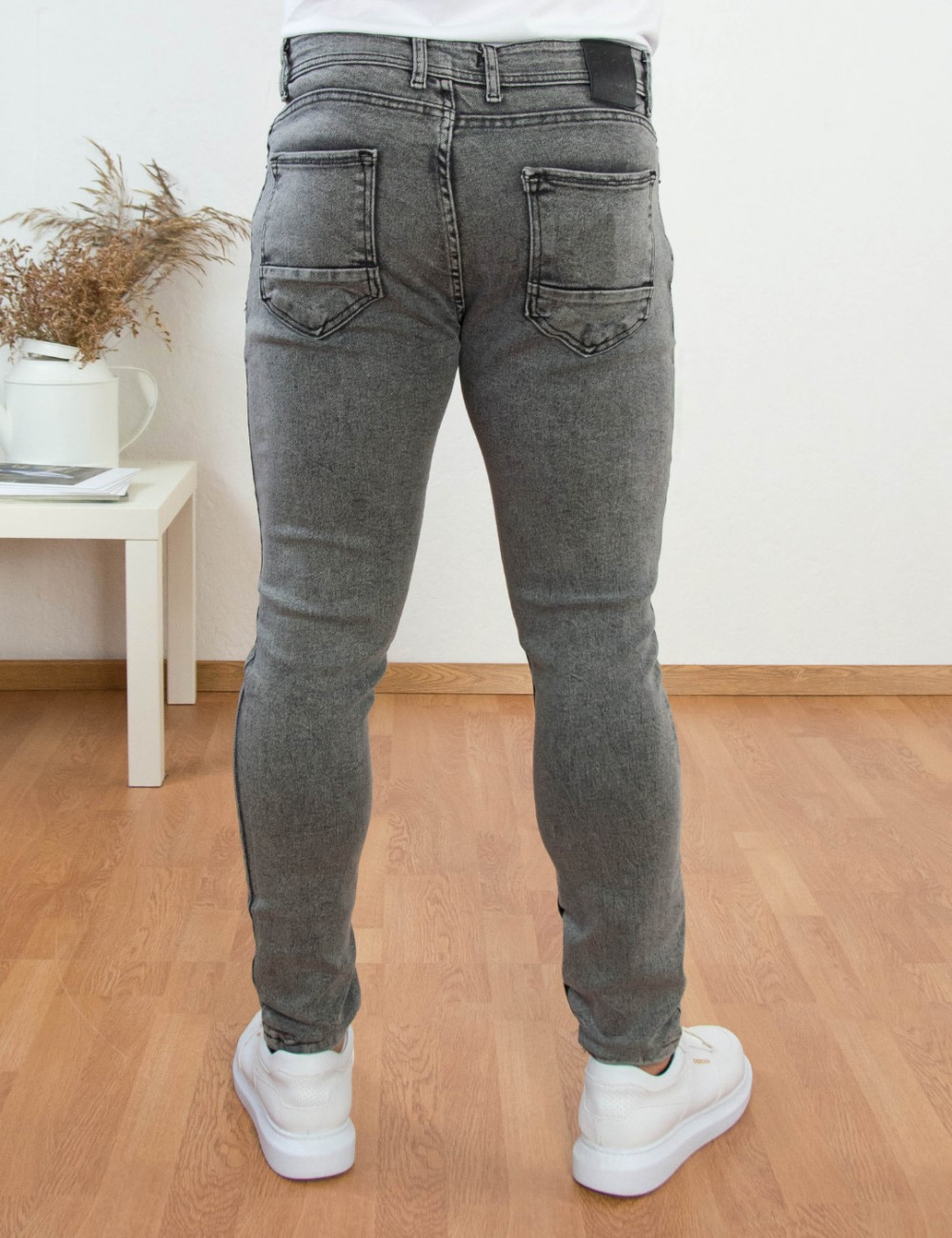 Ανδρικό γκρι τζιν παντελόνι με ξέβαμμα DR4109