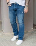 Ανδρικό μπλε τζιν παντελόνι με φθορές Plus Size GB4914