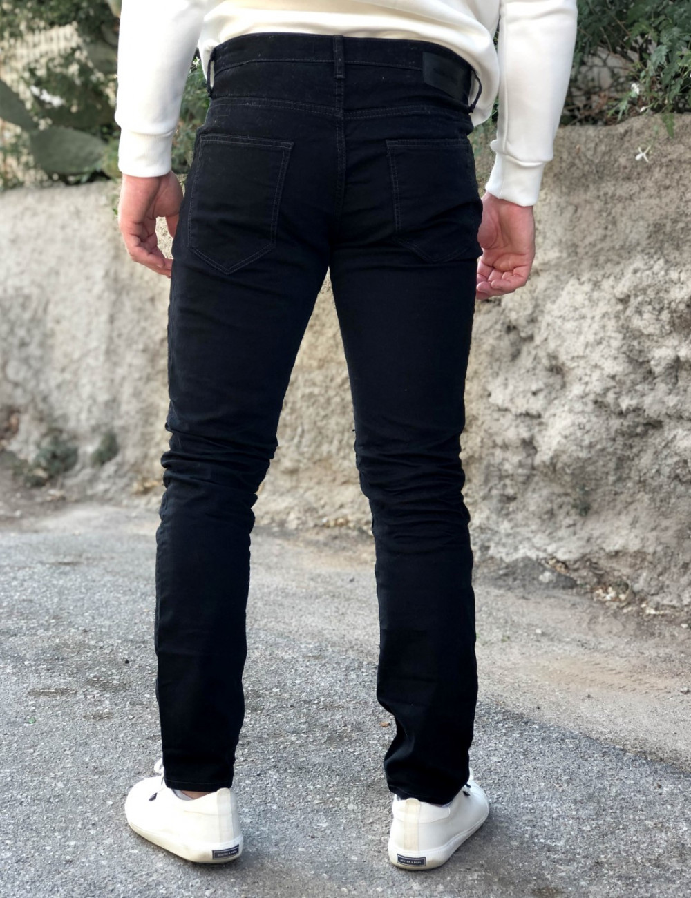 Ανδρικό μαύρο τζιν παντελόνι πεντάτσεπο GB00501