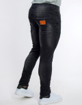 Ανδρικό μαύρο τζιν παντελόνι με φθορές 80102