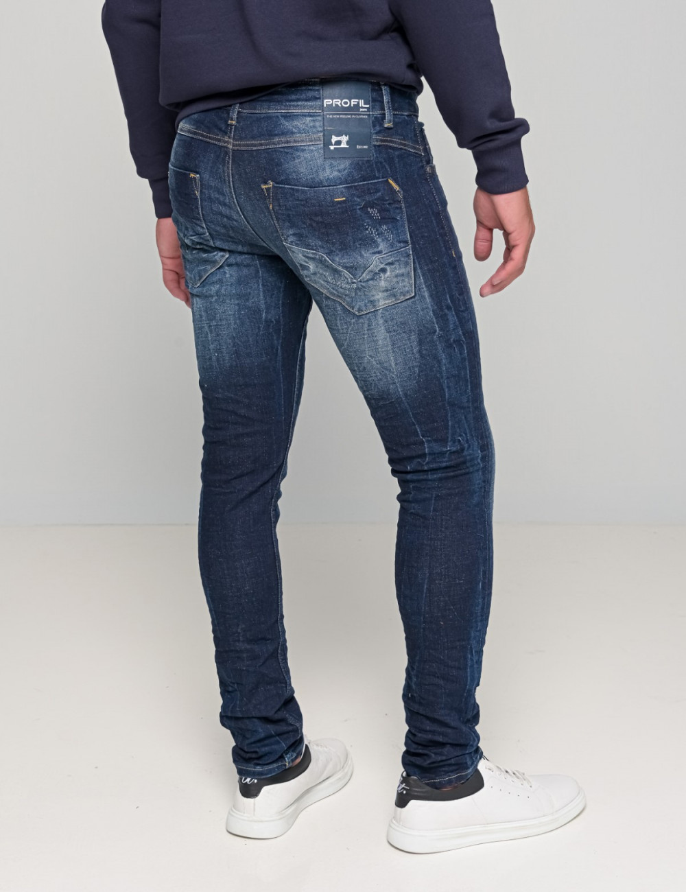 Profil ανδρικό μπλε τζιν παντελόνι με φθορές 900165
