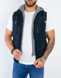 Ανδρικό μπλέ αμάνικο Jacket κουκούλα 833380