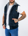 Ανδρικό μπλέ αμάνικο Jacket κουκούλα 833380