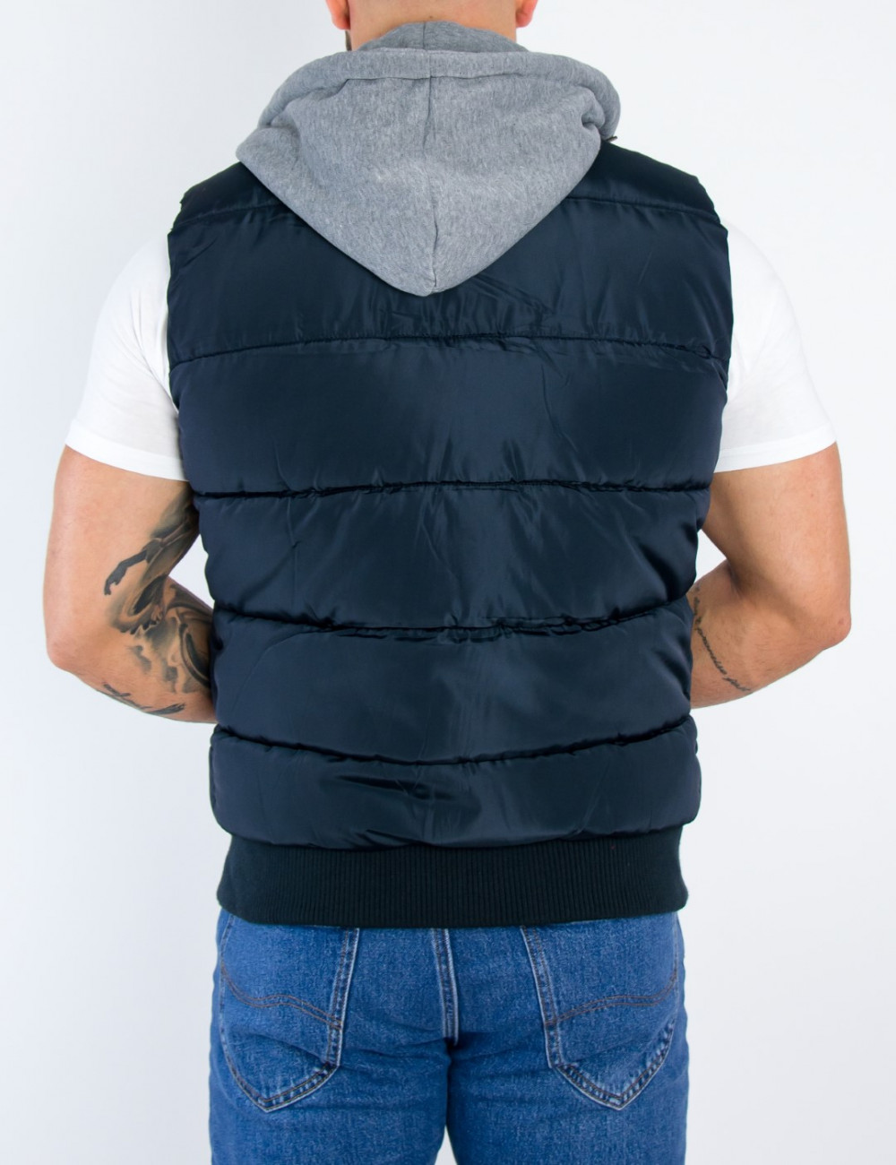 Ανδρικό μπλέ αμάνικο Jacket κουκούλα 833380
