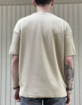 Ανδρική μπεζ κοντομάνικη μπλούζα Oversized με τσεπάκι TST2057B