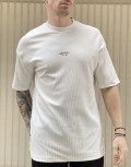 Ανδρική λευκή κοντομάνικη Oversized μπλούζα με λογότυπο TST1674W