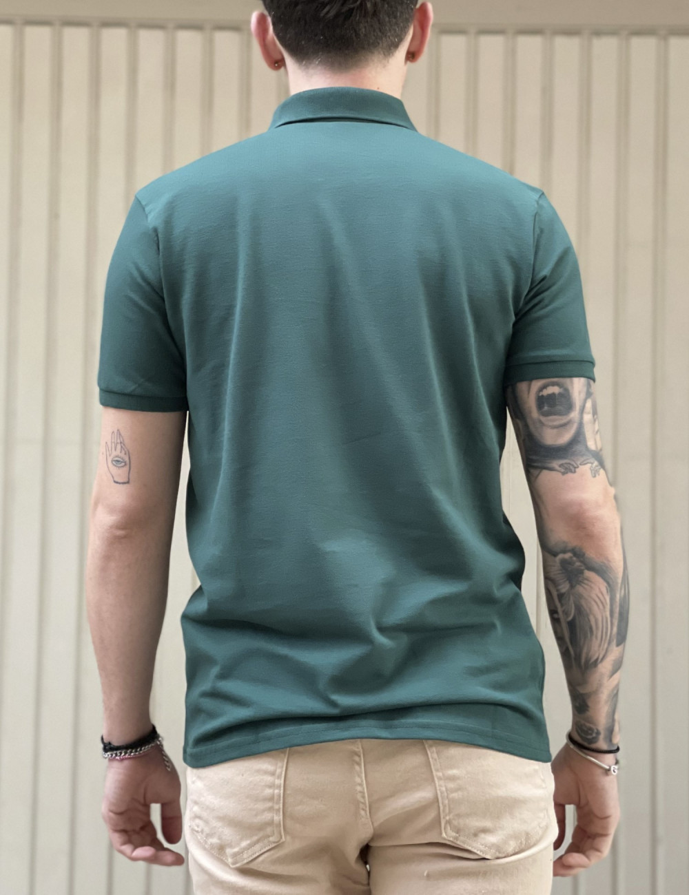 Ανδρική πράσινη βαμβακερή κοντομάνικη μπλούζα Polo 4331L