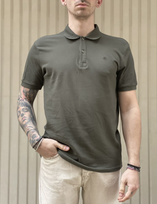 Ανδρική χακί βαμβακερή κοντομάνικη μπλούζα Polo 4331X