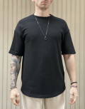 Ανδρική μαύρο ριπ κοντομάνικη μπλούζα Oversized TST2034