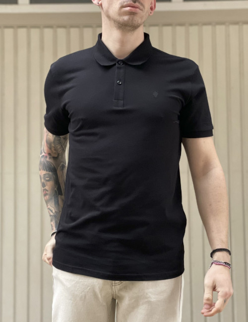 Ανδρική μαύρη βαμβακερή κοντομάνικη μπλούζα Polo 4331