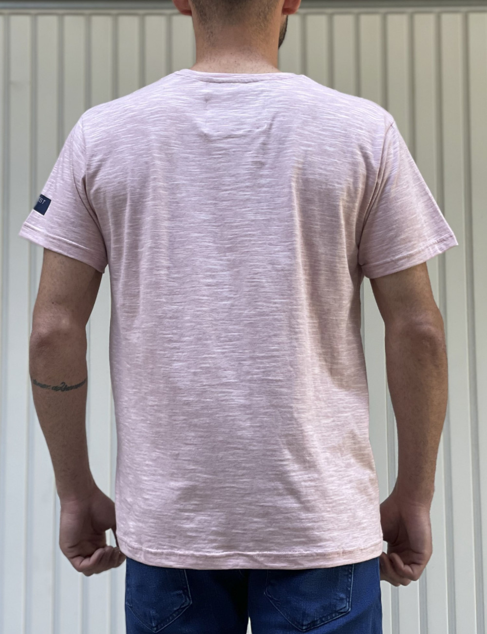 Everbest ανδρικό ροζ βαμβακερό T-shirt με σχέδιο 222813L