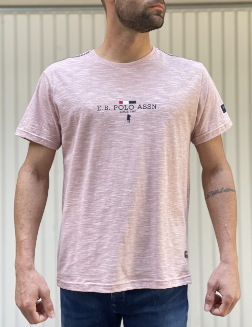 Everbest ανδρικό ροζ βαμβακερό T-shirt με σχέδιο 222813L