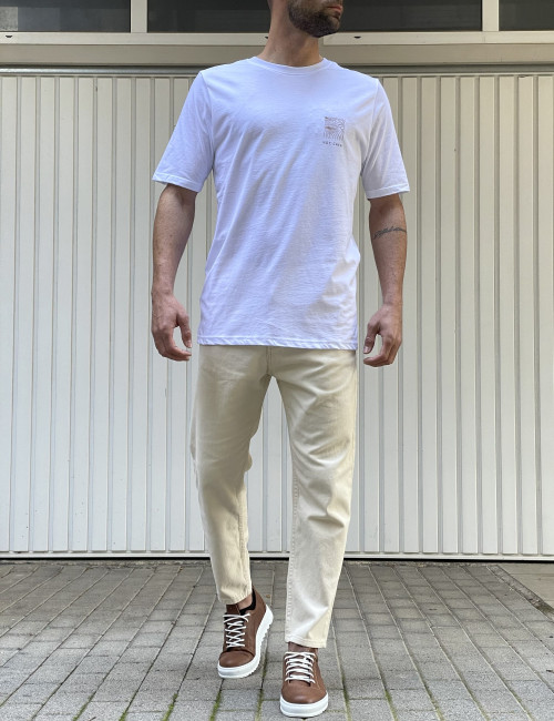 NDC ανδρικό λευκό Tshirt με τύπωμα 222914W