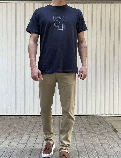 ORIGIN ανδρικό μπλε βαμβακερό T-shirt με σχέδιο 232710B