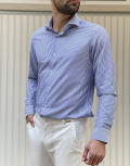 Ανδρικό γαλάζιο ριγέ πουκάμισο Modern Fit 301512F