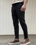Ανδρικό μαύρο υφασμάτινο παντελόνι με πιέτα PNT5013
