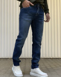Ανδρικό μπλε τζιν παντελόνι με ξέβαμμα πεντάτσεπο με κουμπιά GB5003