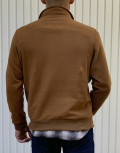 Everbest Ανδρική κάμελ ριπ με βελούδινη υφή μπλούζα με γιακά και φερμουάρ 241040